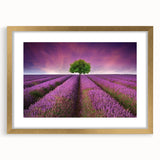 Framed wall art featuring a vibrant landscape design with golden matting, perfect for home decor. The artwork showcases rolling fields in rich colors, adding a touch of elegance to any room.