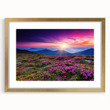 Elegant wall art collection showcasing a landscape design in soft, muted colors, framed in a gold mat with a sleek front view, perfect for modern decor.