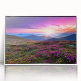 Framed wall art collection showcasing vibrant landscape fields design with a sleek white frame, perfect for modern home decor and enhancing interior aesthetics.