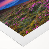 Vibrant landscape wall art design showcasing rolling green fields and a clear blue sky, printed on high-quality canvas, perfect for home decor enthusiasts.