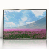 Framed acrylic wall art featuring a vibrant landscape design with rich green fields and a serene sky, ideal for enhancing modern home decor.