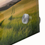 Vibrant close-up of an abstract landscape wall art design showcasing colorful fields and textures, ideal for modern home decor and artistic interiors.