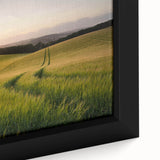 Framed canvas artwork showcasing a vibrant landscape field design with rich colors and intricate details, perfect for enhancing home decor and creating a serene ambiance.