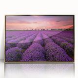 Framed acrylic wall art featuring a vibrant landscape design with golden accents, showcasing rolling fields and dramatic skies, perfect for home decor.