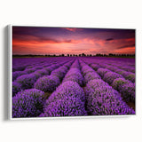 Framed landscape wall art showcasing vibrant fields in rich green and golden hues, positioned against a minimalist white wall, enhancing modern decor aesthetics.