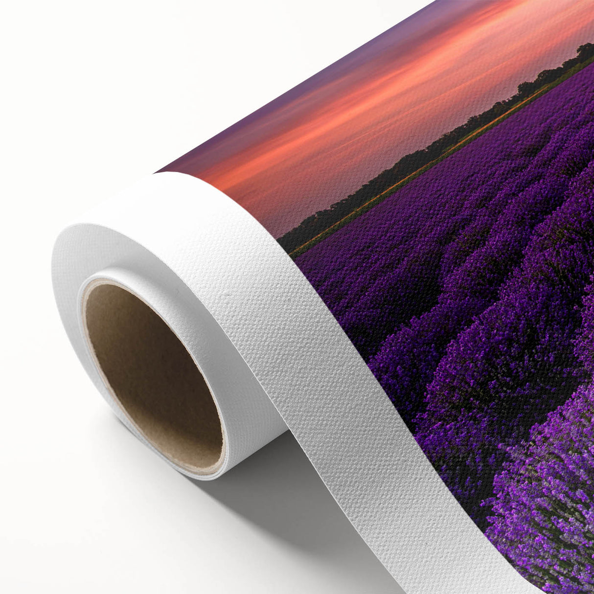 Vibrant rolled canvas showcasing a stunning abstract landscape design with rich colors and textures, perfect for modern home decor and artistic displays.