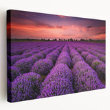 Stretched canvas artwork showcasing a vibrant landscape design with rolling fields and lush greenery, ideal for modern home decor. This piece adds a touch of nature's beauty to any space.