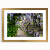 Elegant gold-framed wall art collection featuring a serene landscape and garden design, complete with a protective mat, ideal for enhancing home decor with a touch of sophistication.