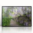 Framed acrylic wall art showcasing a vibrant landscape garden design with lush greenery and colorful flowers, set in a sleek black frame. Ideal for enhancing home decor.