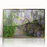 Framed wall art collection showcasing a vibrant landscape garden design with rich colors and intricate details, featuring a sleek gold frame, perfect for home decor.