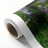 Rolled canvas artwork showcasing a vibrant landscape garden design, featuring lush greenery and colorful flowers, perfect for enhancing home decor.