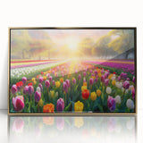 Framed acrylic wall art featuring a vibrant garden landscape design, with a gold frame that enhances its elegance, perfect for home decor. Ideal for nature enthusiasts and interior design lovers.