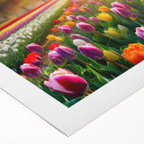 Rolled canvas artwork showcasing a vibrant landscape and garden design, featuring lush greenery and colorful flowers, ideal for home decor and nature enthusiasts.