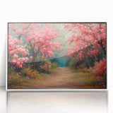 Framed acrylic wall art showcasing a serene landscape garden design, featuring vibrant colors and intricate details, perfect for home decor enhancement.