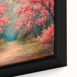 Framed canvas print showcasing a vibrant landscape garden design with intricate details and rich colors, ideal for home decor and wall art enthusiasts.