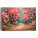 Stretched canvas wall art showcasing a vibrant landscape garden design with rich colors and intricate details, perfect for home decor enhancement.