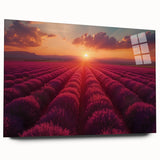 Acrylic glass artwork showcasing a vibrant landscapes and gardens design, displayed in a modern setting. The side view highlights its sleek edges and absence of visible pins, perfect for enhancing home decor.