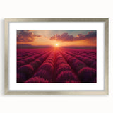 Elegant silver-framed wall art collection showcasing stunning landscapes and garden designs, featuring a mat for added depth and sophistication, perfect for home decor.