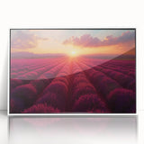 Framed acrylic wall art showcasing a vibrant landscape garden design, featuring a white border and sleek front view, perfect for modern home decor.