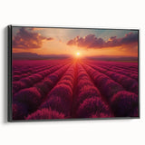 Framed canvas artwork showcasing a stunning landscape design, featuring vibrant colors and intricate details, presented from a black side view, ideal for enhancing home decor.