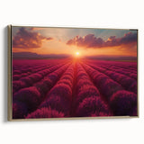 Framed canvas wall art featuring a vibrant landscape garden design with gold accents, showcasing rich colors and intricate details, ideal for home decor.