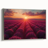 Framed canvas artwork showcasing a serene landscape garden design with vibrant colors and intricate details, elegantly displayed in a silver frame for home decor enhancement.