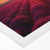 Rolled canvas showcasing a vibrant landscape and garden design, featuring rich colors and intricate details, perfect for home decor or artistic display.