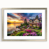 Framed silver wall art showcasing a vibrant landscapes and gardens design, featuring a matte finish and elegant border, perfect for home decor enhancement.