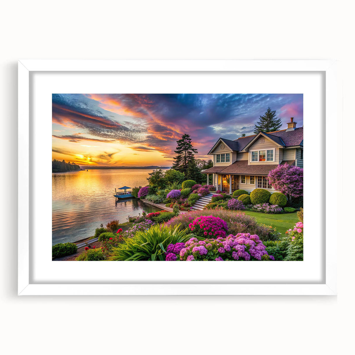 Framed wall art from the Landscapes & Gardens collection, showcasing vibrant nature scenes with a white mat and sleek frame, perfect for home decor.