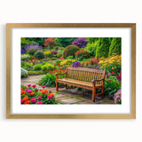 Framed wall art collection featuring a vibrant landscape and garden design with a gold mat, perfect for home decor, showcasing elegant artistic details.