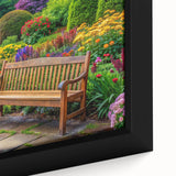 Framed wall art collection showcasing a vibrant landscape garden design, featuring rich greens and blooming flowers, ideal for home decor enhancement.