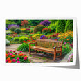 Vibrant landscape wall art print showcasing an abstract garden design with lush greenery and colorful flowers, ideal for home decor or office enhancement.