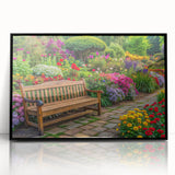 Framed wall art collection showcasing a vibrant landscape and garden design, featuring a sleek black frame and acrylic finish, ideal for modern home decor.
