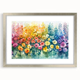Framed wall art design showcasing a vibrant landscape garden scene, featuring a silver mat, perfect for home decor. Ideal for enhancing interior aesthetics and creating a tranquil atmosphere.