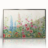 Framed acrylic wall art showcasing a modern landscape garden design in elegant silver, perfect for enhancing home decor with a touch of sophistication.