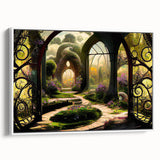 Framed canvas wall art showcasing a beautiful landscape design with vibrant colors and intricate details, displayed against a white background, perfect for enhancing home decor.
