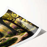 Abstract landscape wall art print showcasing vibrant colors and intricate designs, rolled for easy storage and display, ideal for modern home decor.