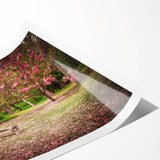 Vibrant rolled print of a landscape garden design featuring lush greenery and colorful flowers, ideal for home decor. Packaged in a protective cardboard tube.