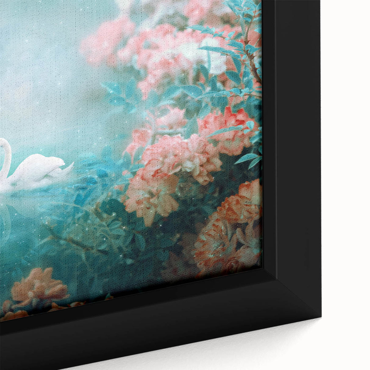 Framed canvas wall art showcasing a vibrant landscape garden design with intricate details and rich colors, perfect for enhancing home decor and creating a serene atmosphere.