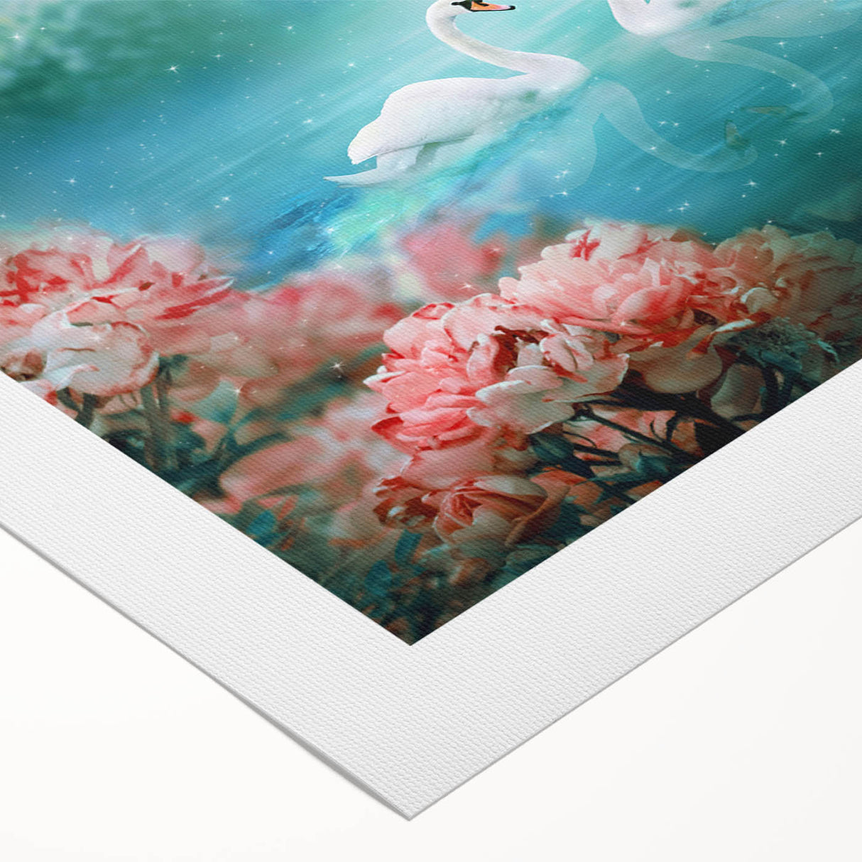 Rolled canvas showcasing a vibrant landscape garden design with lush greenery and colorful flowers, ideal for enhancing home decor. The artwork is packaged securely in a durable cardboard tube for safe delivery.