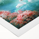 Rolled canvas showcasing a vibrant landscape garden design with lush greenery and colorful flowers, ideal for enhancing home decor. The artwork is packaged securely in a durable cardboard tube for safe delivery.