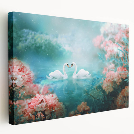 Stretched canvas wall art showcasing a vibrant landscape garden design, featuring lush greenery and colorful flowers, perfect for home decor and interior design enthusiasts.