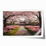 Vibrant rolled print showcasing a serene landscape garden design with lush greenery and colorful flowers, perfect for enhancing home decor and adding a touch of nature.