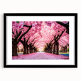 Framed wall art collection showcasing vibrant landscape and garden designs, featuring a sleek black frame and matting for an elegant presentation. Perfect for home decor.