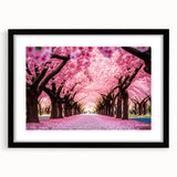 Framed wall art collection showcasing vibrant landscape and garden designs, featuring a sleek black frame and matting for an elegant presentation. Perfect for home decor.
