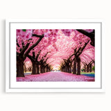 Framed wall art collection featuring a serene landscape garden design, presented in a white mat and frame, ideal for home decor and enhancing aesthetic appeal.