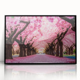 Framed acrylic wall art featuring a stunning landscape garden design with vibrant colors and intricate details, displayed from a black front view. Ideal for home decor.