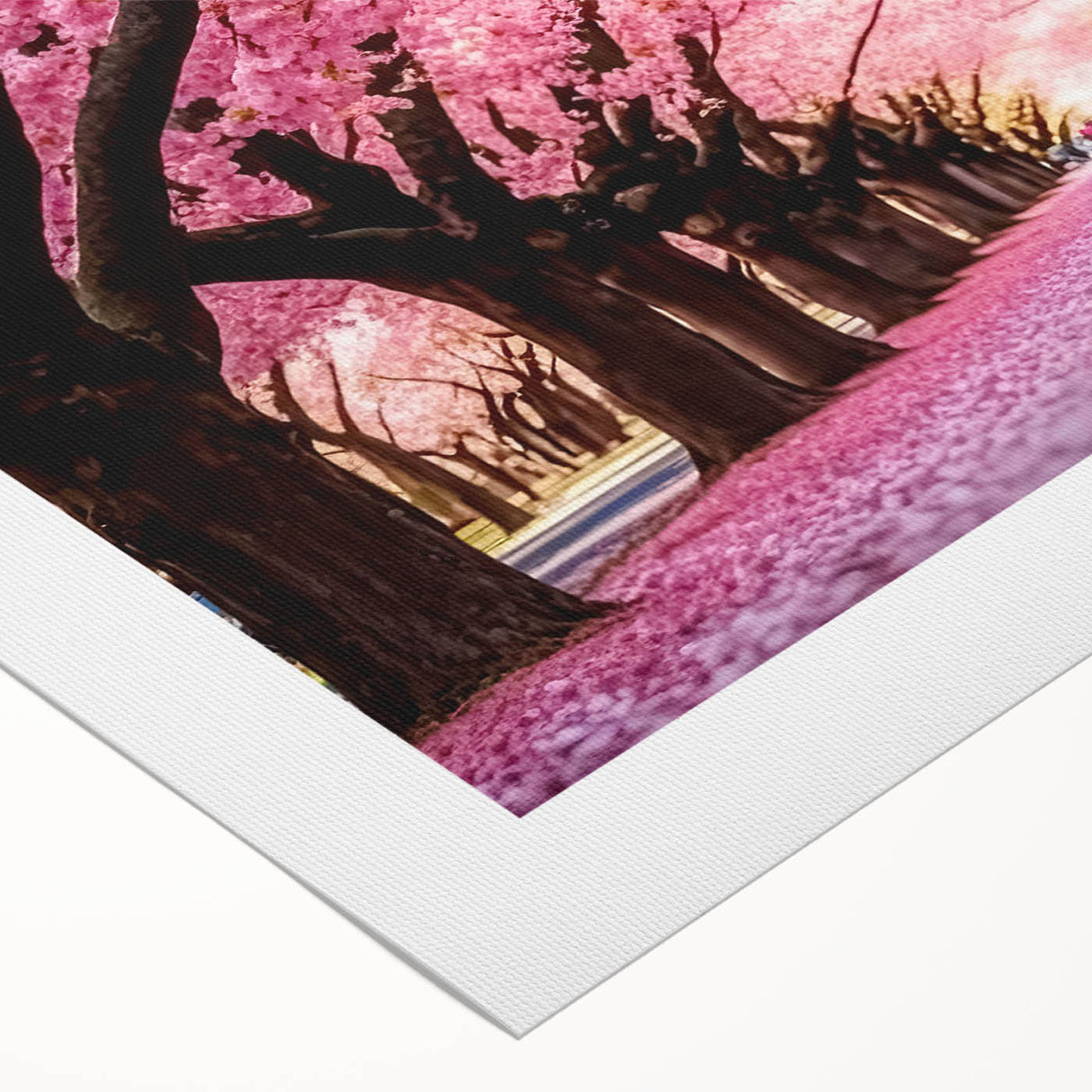 Stunning rolled canvas showcasing a vibrant landscape garden design, featuring lush greenery and colorful flora, ideal for home decor or artistic displays.