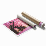Elegant rolled print of a lush landscape garden design, showcasing vibrant greens and serene floral elements, ideal for home or office decor, securely packaged in a durable cardboard tube.