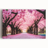 Vibrant stretched canvas artwork depicting a serene landscape garden design with lush greenery and colorful flowers, ideal for home decor enhancement.